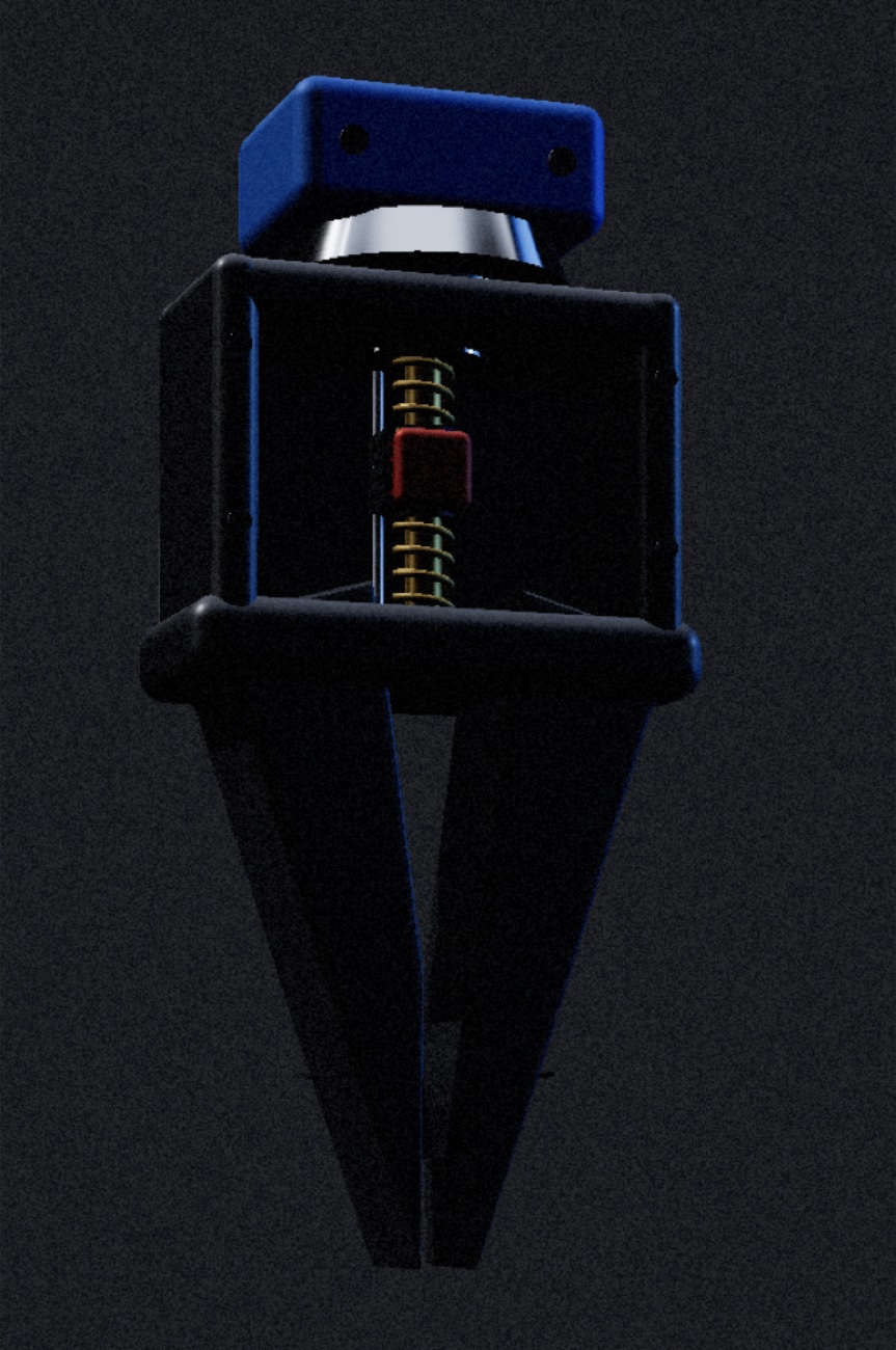 CAD screenshot of a two-finger pinch gripper design